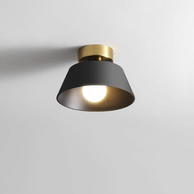 Contemporary Nordic Round Iron 1-Light Semi-Flush Mount Ceiling Light For Bedroom