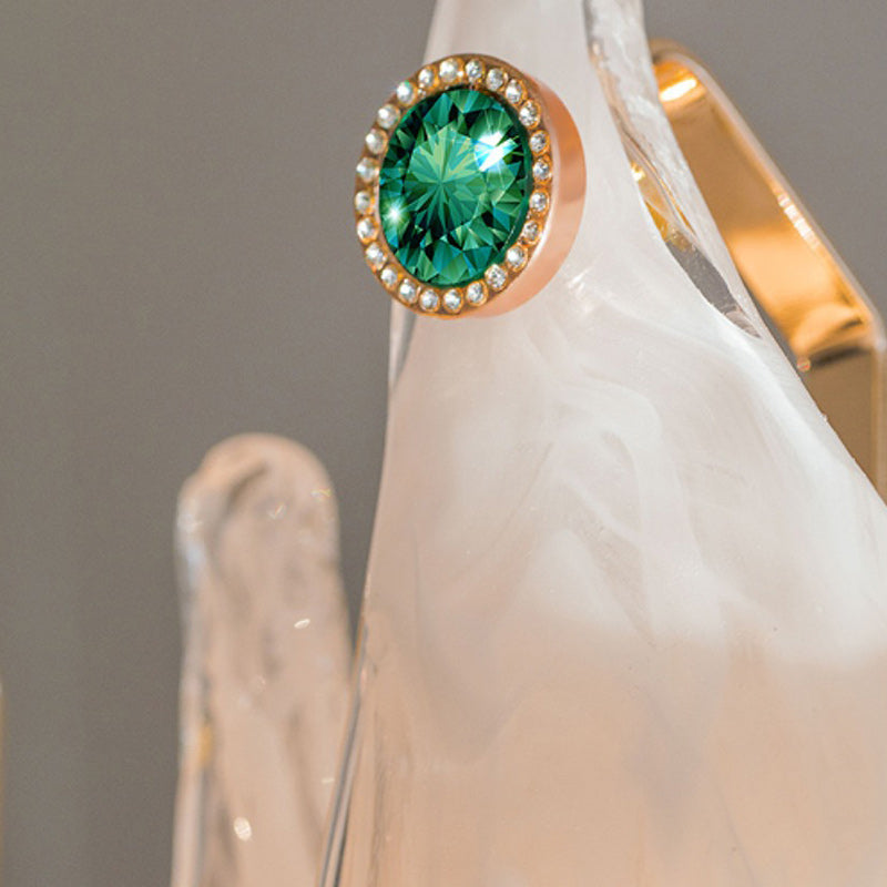 ثريا فرنسية تقليدية من الحديد والزجاج الغائم بظلال من الأحجار الكريمة مكونة من 5/6/8 مصابيح لغرفة المعيشة