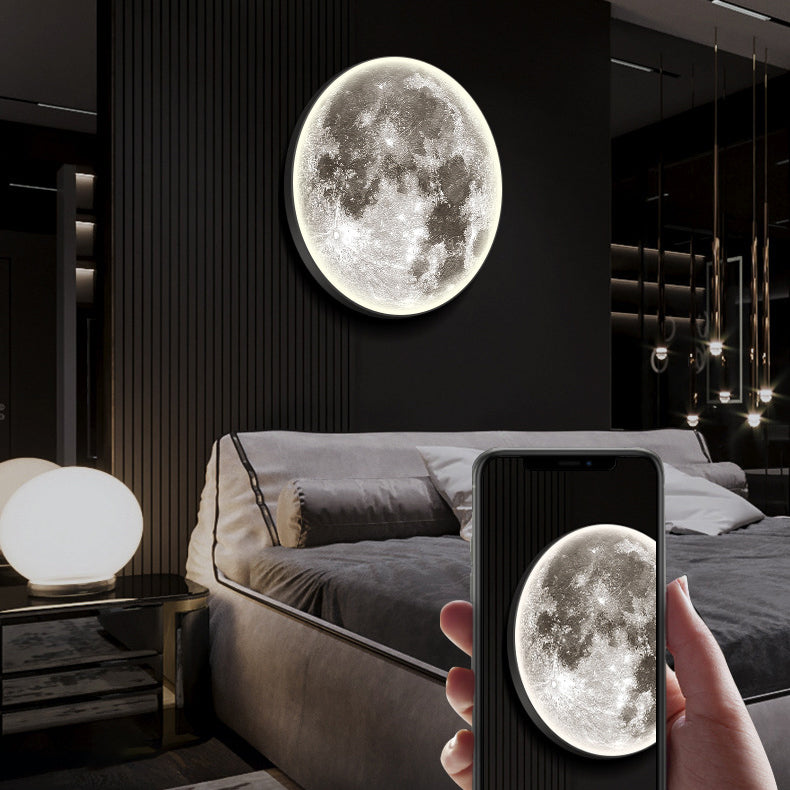 مصباح حائط LED دائري من الأكريليك بتصميم قمر الأرض الشمالي المعاصر لغرفة النوم