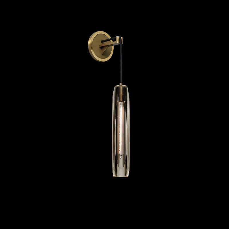 Contemporary Luxury Full Copper Crystal Stone 1-Light Wall Sconce Lamp For Living Room