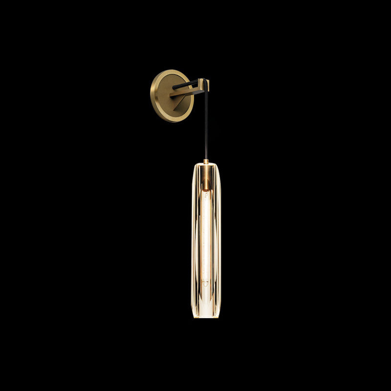 Contemporary Luxury Full Copper Crystal Stone 1-Light Wall Sconce Lamp For Living Room