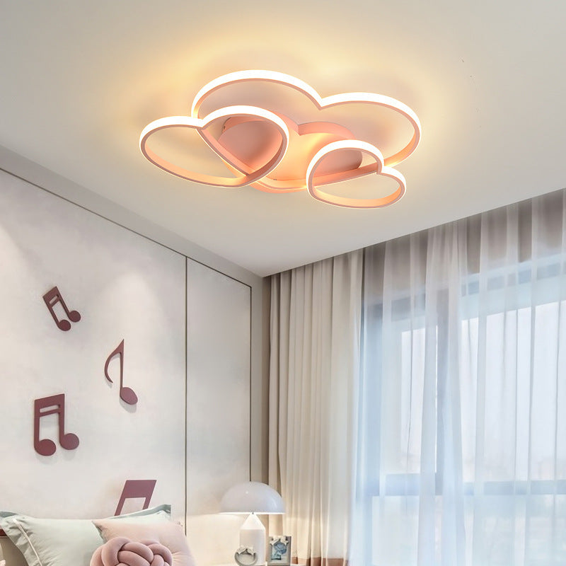 Contemporary Creative Heart Shape Acrylic Iron LED Flush Mount Ceiling Light For Living Room