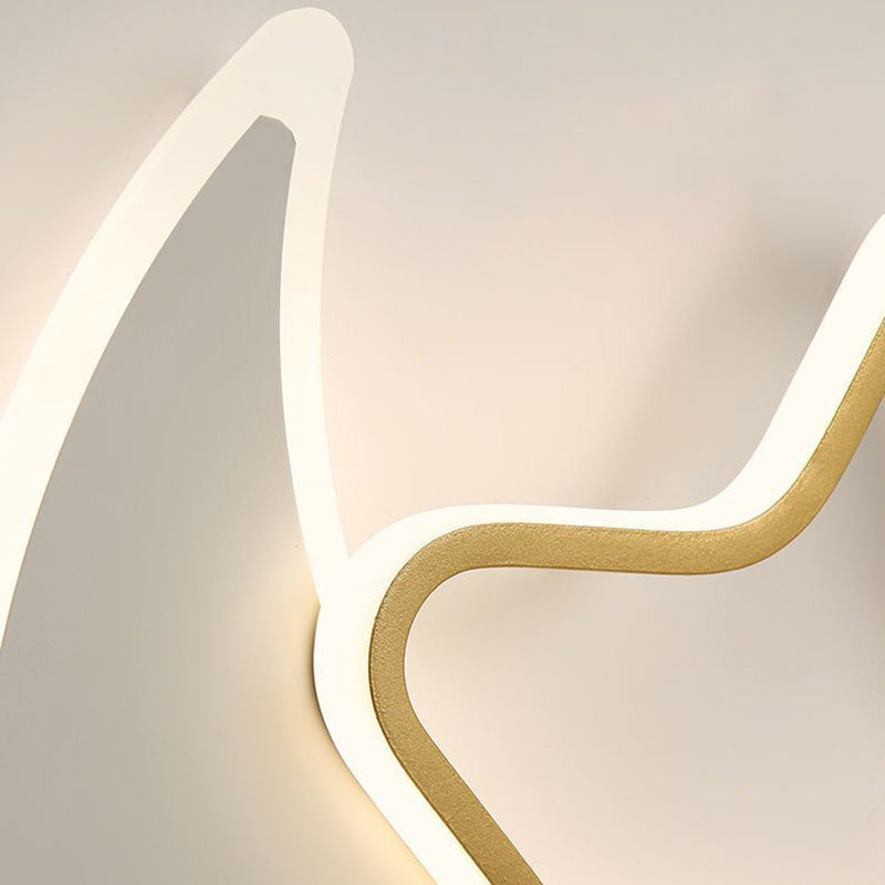 Contemporary Creative Moon Star Acrylic Shade Hardware LED Flush Mount Ceiling Light For Living Room