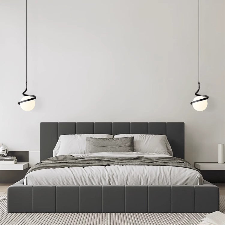 Contemporary Nordic Arc Copper Strip Glass Ball Shade 1-Light Pendant Light For Living Room