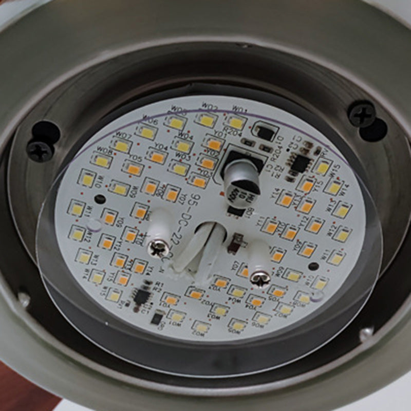 مروحة سقف LED دائرية معاصرة بتصميم عتيق مصنوعة من الخشب الصلب مزودة بشفرات مروحة سقف LED لغرفة النوم