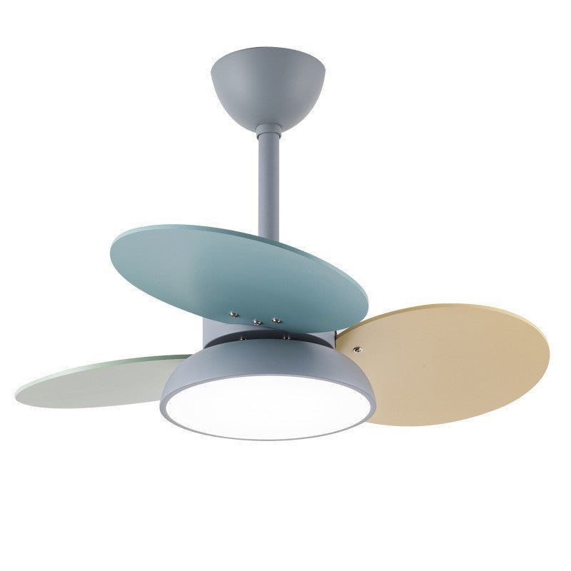 Contemporary Scandinavian Acrylic Shade Solid Wood Oval Fan Blade LED Downrod Ceiling Fan Light For Living Room