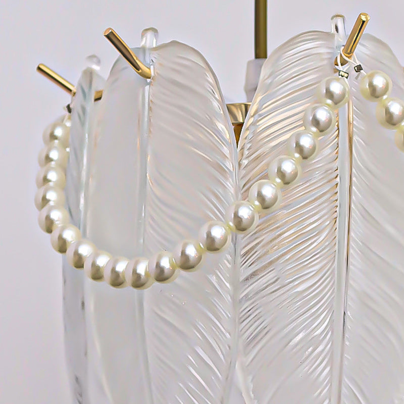 Modern Luxury Shell Feather Glass Shade 1-Light Wall Sconce Lamp For Bedroom