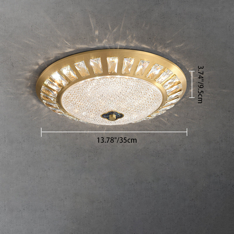 Contemporary Luxury Copper Acrylic Round LED Flush Mount Ceiling Light For Bedroom