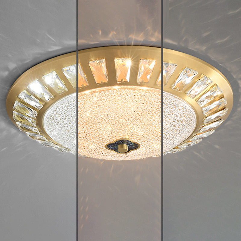 Contemporary Luxury Copper Acrylic Round LED Flush Mount Ceiling Light For Bedroom
