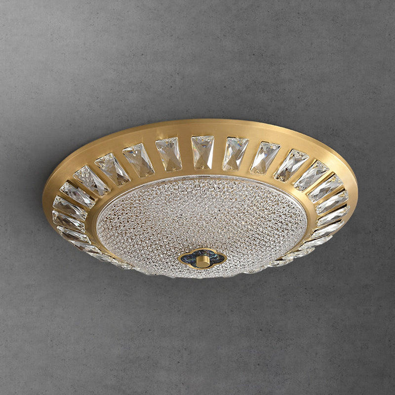 Contemporary Luxury Copper Acrylic Round LED Flush Mount Ceiling Light For Bedroom