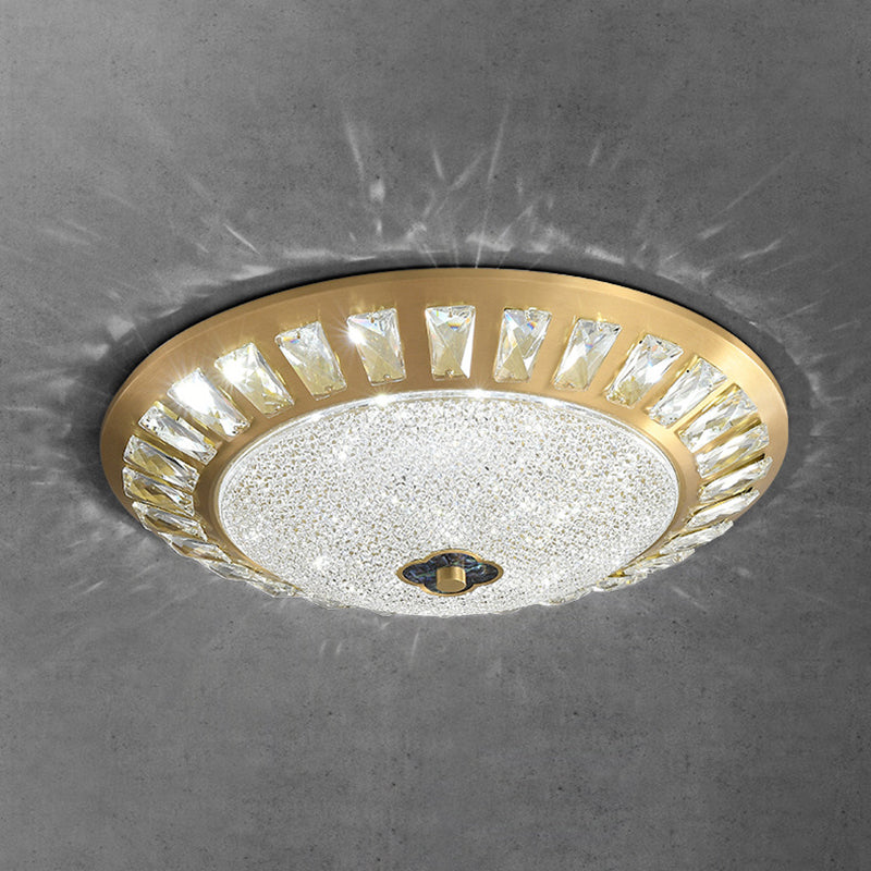 Contemporary Luxury Copper Acrylic Round LED Flush Mount Ceiling Light For Bedroom