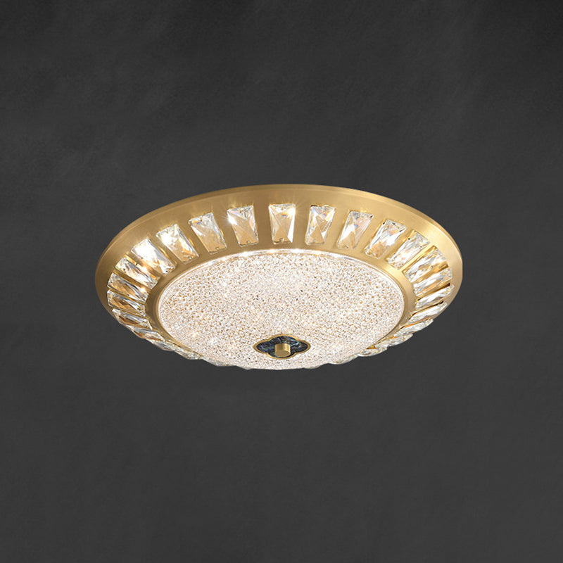 Contemporary Luxury Copper Acrylic Round LED Flush Mount Ceiling Light For Bedroom