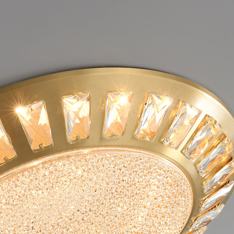 Contemporary Luxury Copper Acrylic Round LED Flush Mount Ceiling Light For Bedroom