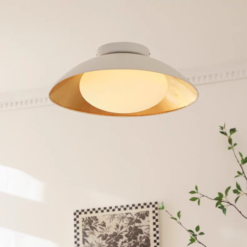 Traditional French Dome Hardware Glass Globe Shade 1-Light Semi-Flush Mount Ceiling Light For Living Room