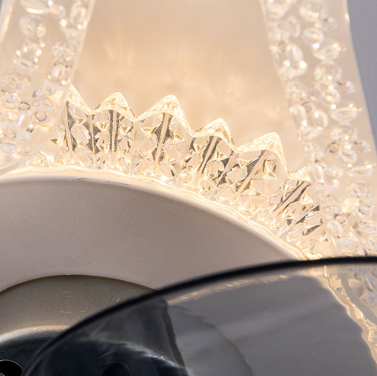 Contemporary Simplicity Hardware Flower Acrylic LED Semi-Flush Mount Ceiling Fan Light For Bedroom