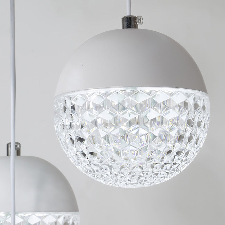 ثريا LED بتصميم آرت ديكو عصري من الألومنيوم والسيليكون وشريط قوسي من الأكريليك وكرة كروية لغرفة المعيشة