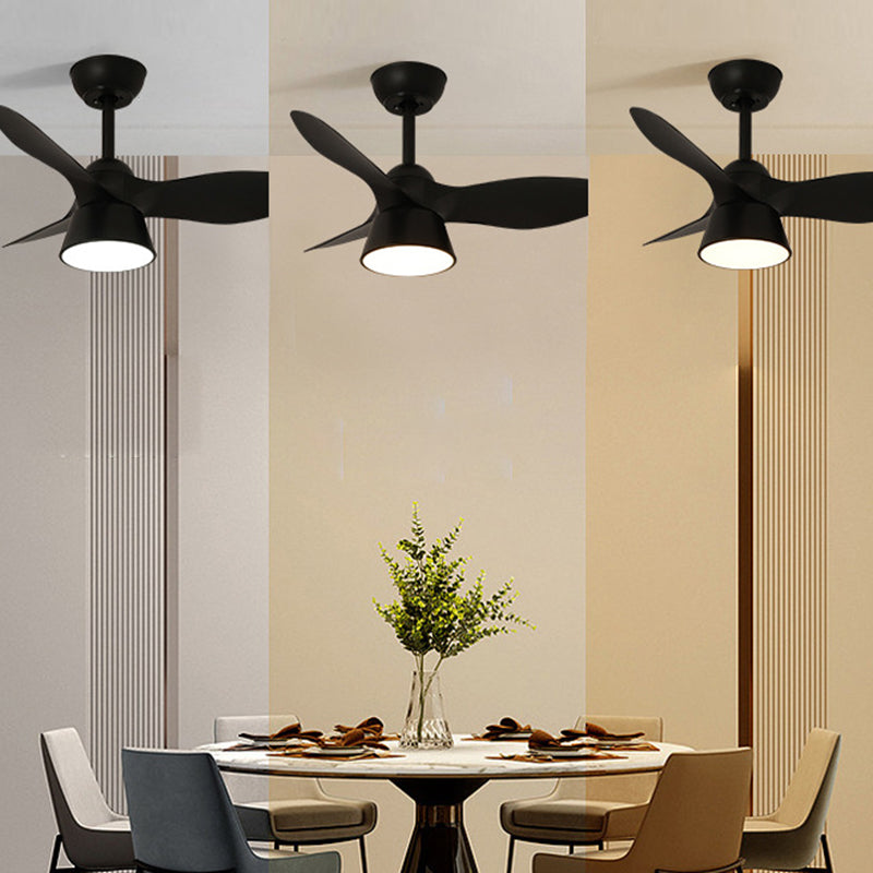 Modern Minimalist Round Acrylic Shade PVC Fan LED Downrods Ceiling Fan Light For Bedroom