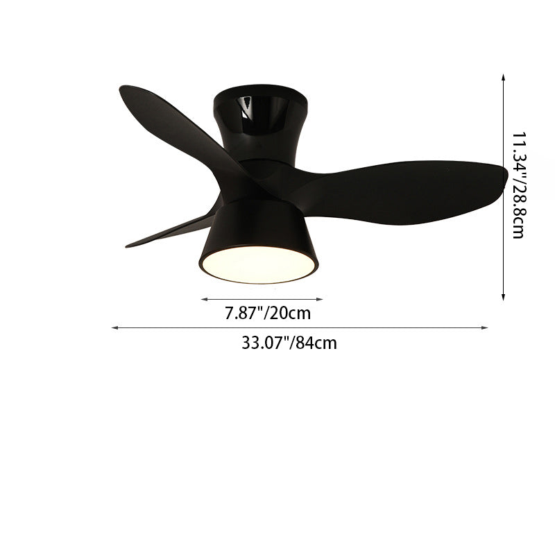 Modern Minimalist Round Acrylic Shade PVC Fan LED Semi-Flush Mount Ceiling Fan Light For Bedroom