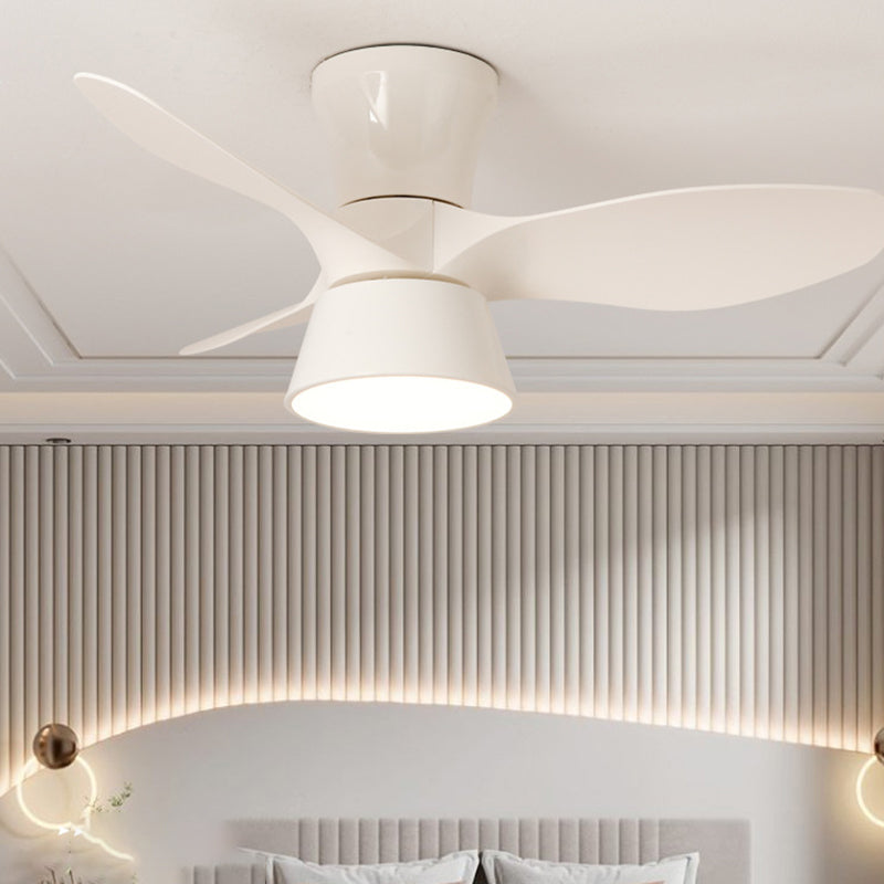Modern Minimalist Round Acrylic Shade PVC Fan LED Semi-Flush Mount Ceiling Fan Light For Bedroom