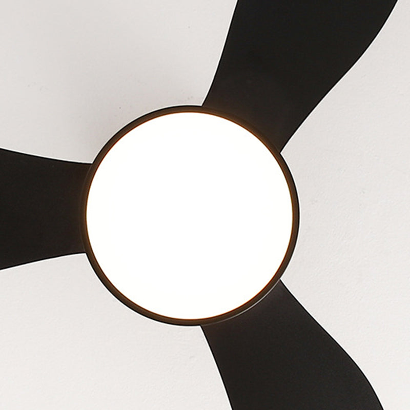 Modern Minimalist Round Acrylic Shade PVC Fan LED Semi-Flush Mount Ceiling Fan Light For Bedroom