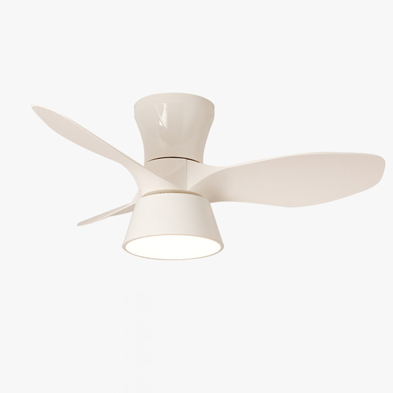 Modern Minimalist Round Acrylic Shade PVC Fan LED Semi-Flush Mount Ceiling Fan Light For Bedroom