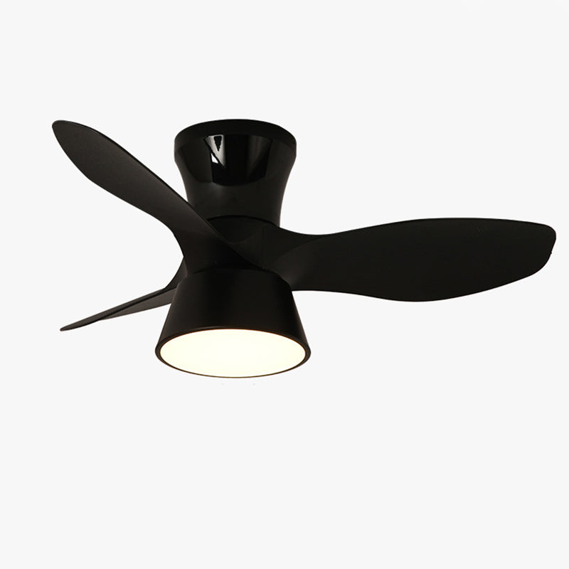 Modern Minimalist Round Acrylic Shade PVC Fan LED Semi-Flush Mount Ceiling Fan Light For Bedroom
