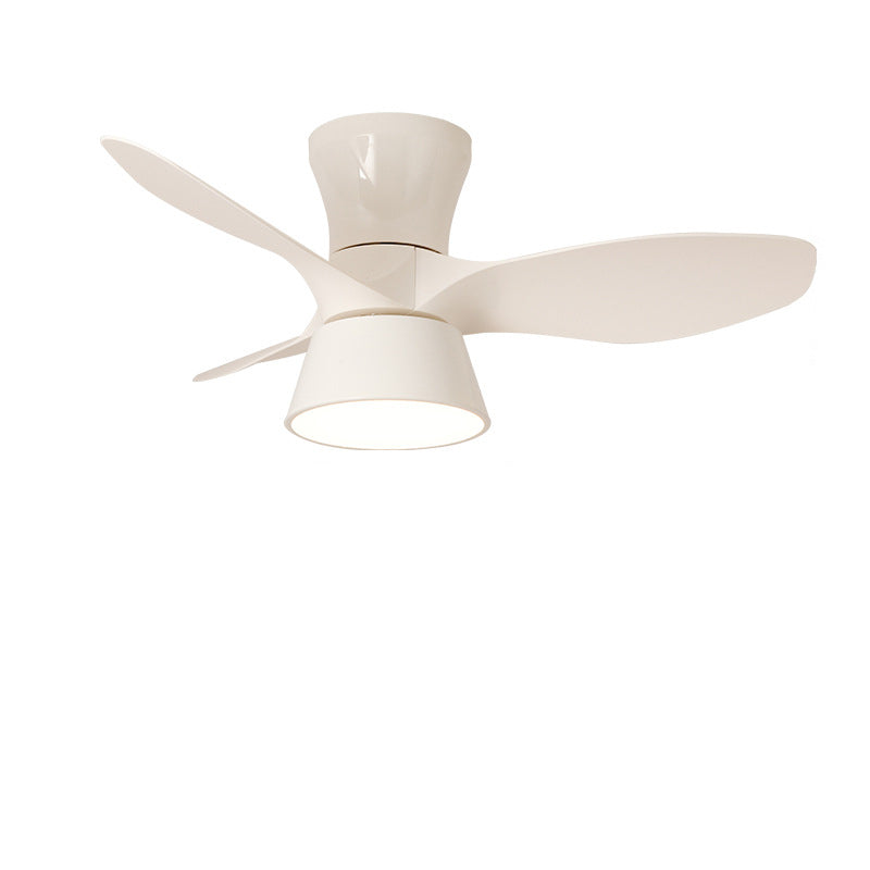 Modern Minimalist Round Acrylic Shade PVC Fan LED Semi-Flush Mount Ceiling Fan Light For Bedroom