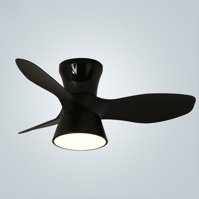 Modern Minimalist Round Acrylic Shade PVC Fan LED Semi-Flush Mount Ceiling Fan Light For Bedroom