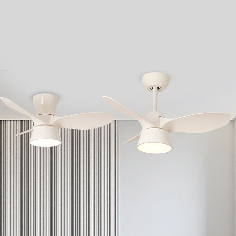 Modern Minimalist Round Acrylic Shade PVC Fan LED Semi-Flush Mount Ceiling Fan Light For Bedroom