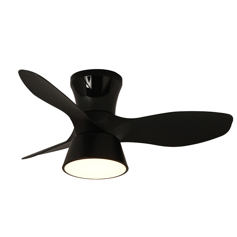 Modern Minimalist Round Acrylic Shade PVC Fan LED Semi-Flush Mount Ceiling Fan Light For Bedroom