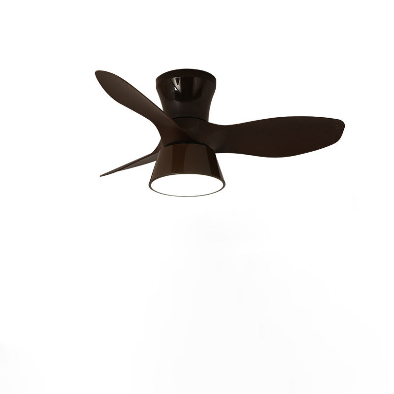 Modern Minimalist Round Acrylic Shade PVC Fan LED Semi-Flush Mount Ceiling Fan Light For Bedroom