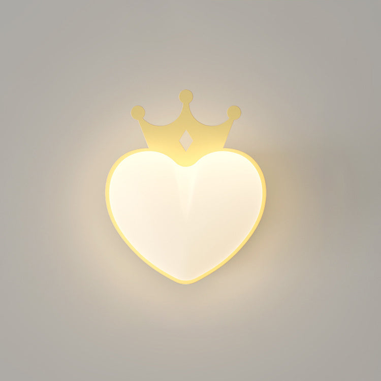 Contemporary Creative PE Crown Heart Shade Iron LED Wall Sconce Lamp For Living Room