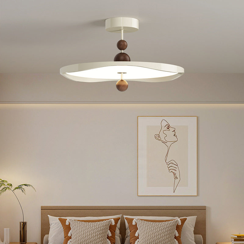 Contemporary Nordic Iron Aluminum Round LED Semi-Flush Mount Ceiling Light For Bedroom