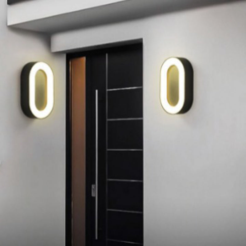 Contemporary Simplicity Oval Aluminum Acrylic LED Outdoor Wall Sconce Lamp For Outdoor Patio