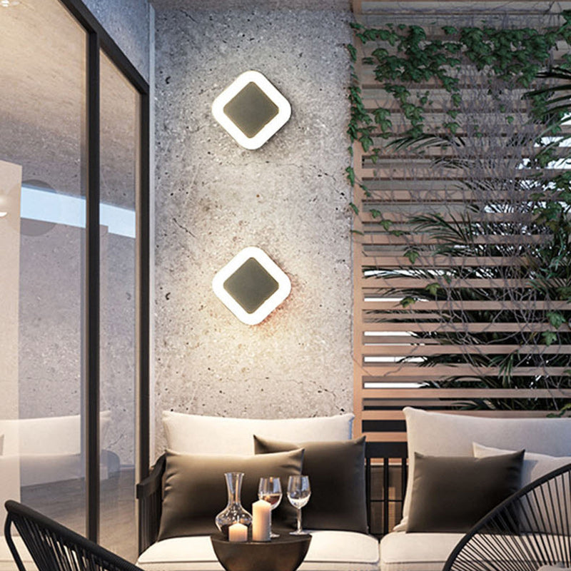 Contemporary Simplicity Oval Aluminum Acrylic LED Outdoor Wall Sconce Lamp For Outdoor Patio