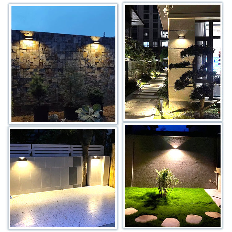 Modern Simplicity Rectangular Aluminum Up And Down Illuminated LED Solar Wall Sconce Lamp For Outdoor Patio