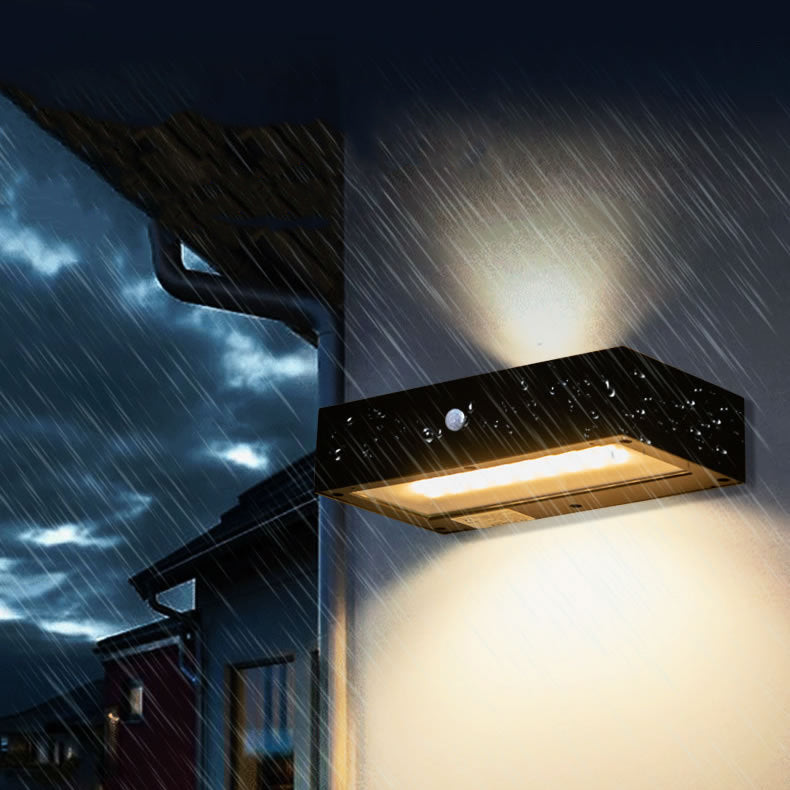 Modern Simplicity Rectangular Aluminum Up And Down Illuminated LED Solar Wall Sconce Lamp For Outdoor Patio