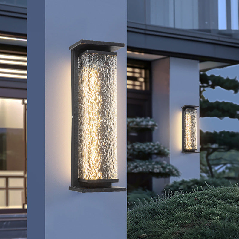 Contemporary Industrial Stainless Steel Crack Shade Cuboid LED Solar Outdoor Wall Sconce Lamp For Garden