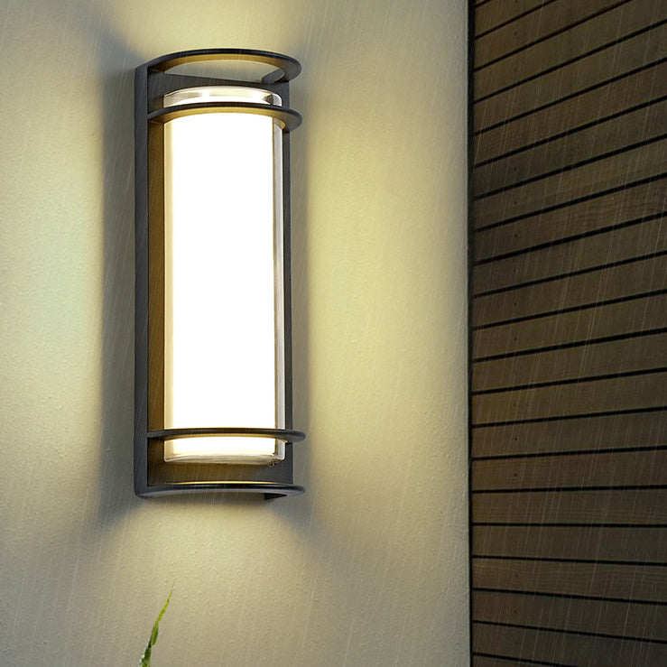 屋外パティオ用現代工業用アルミアクリルシリンダーLED防水壁取り付け用燭台ランプ