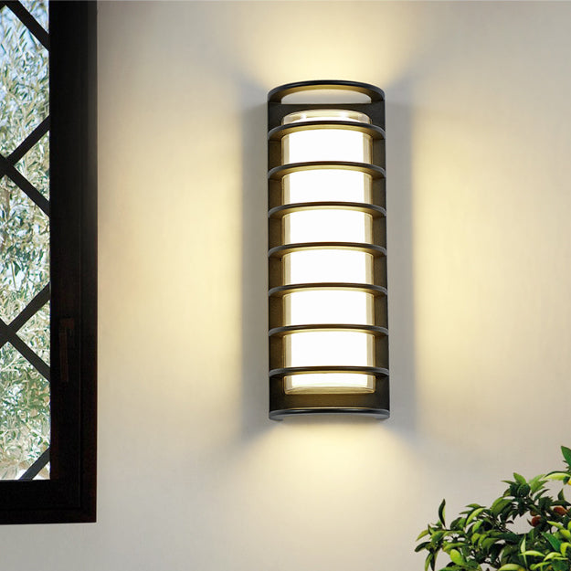屋外パティオ用現代工業用アルミアクリルシリンダーLED防水壁取り付け用燭台ランプ