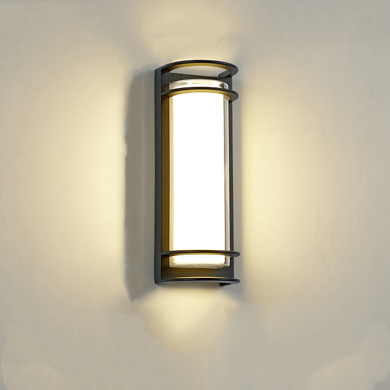 屋外パティオ用現代工業用アルミアクリルシリンダーLED防水壁取り付け用燭台ランプ