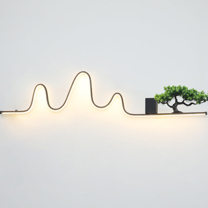 現代的でクリエイティブなアルミ製アークリニアPVC模造パインウッドLED防水屋外壁取り付け用燭台ランプ(ガーデン用)