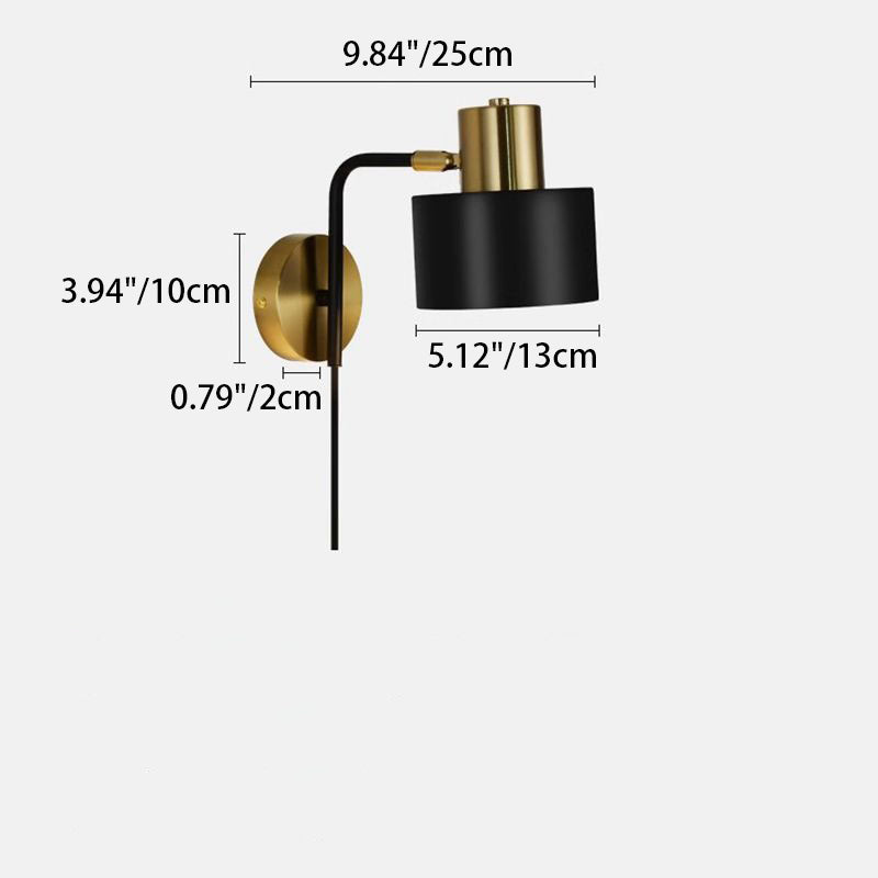 Contemporary Scandinavian Cylinder Iron Hardware 1-Light Wall Sconce Lamp For Living Room