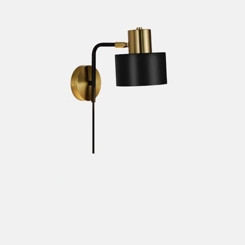 Contemporary Scandinavian Cylinder Iron Hardware 1-Light Wall Sconce Lamp For Living Room
