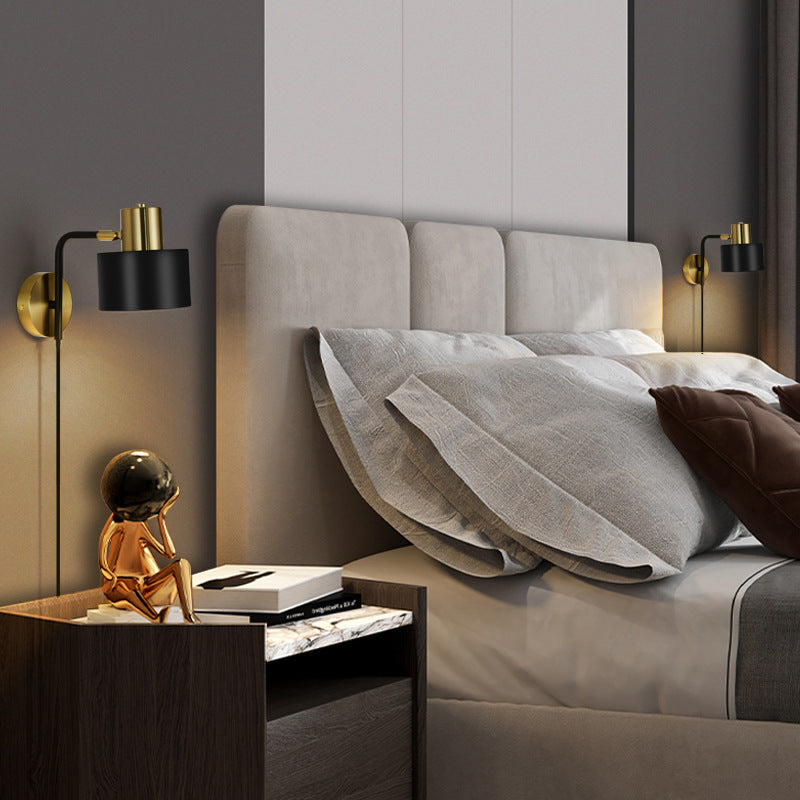 Contemporary Scandinavian Cylinder Iron Hardware 1-Light Wall Sconce Lamp For Living Room
