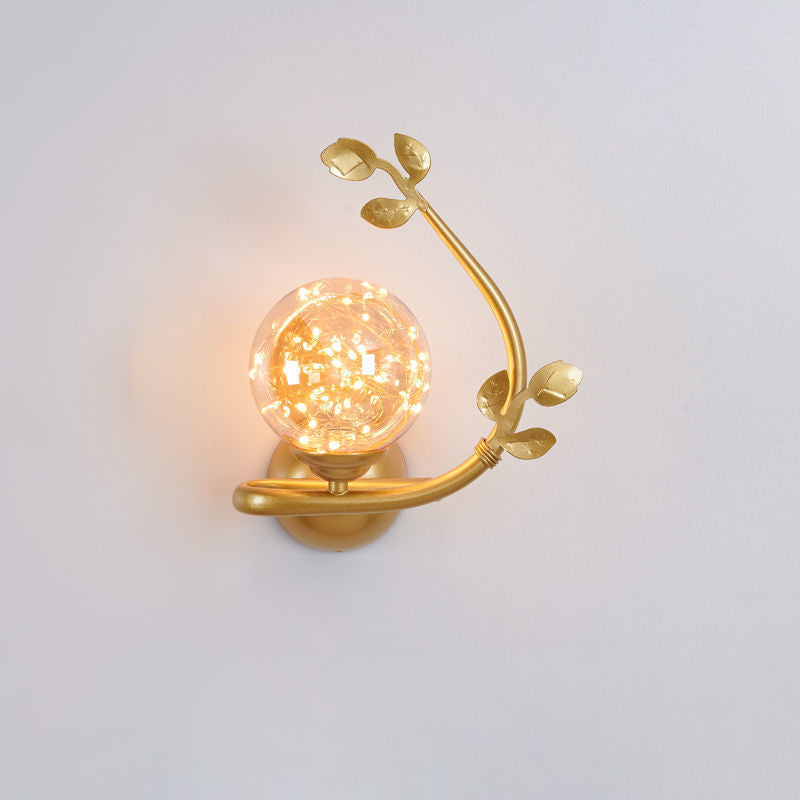 Contemporary Luxury Iron Frame Glass Cup Shade 1-Light Wall Sconce Lamp For Living Room