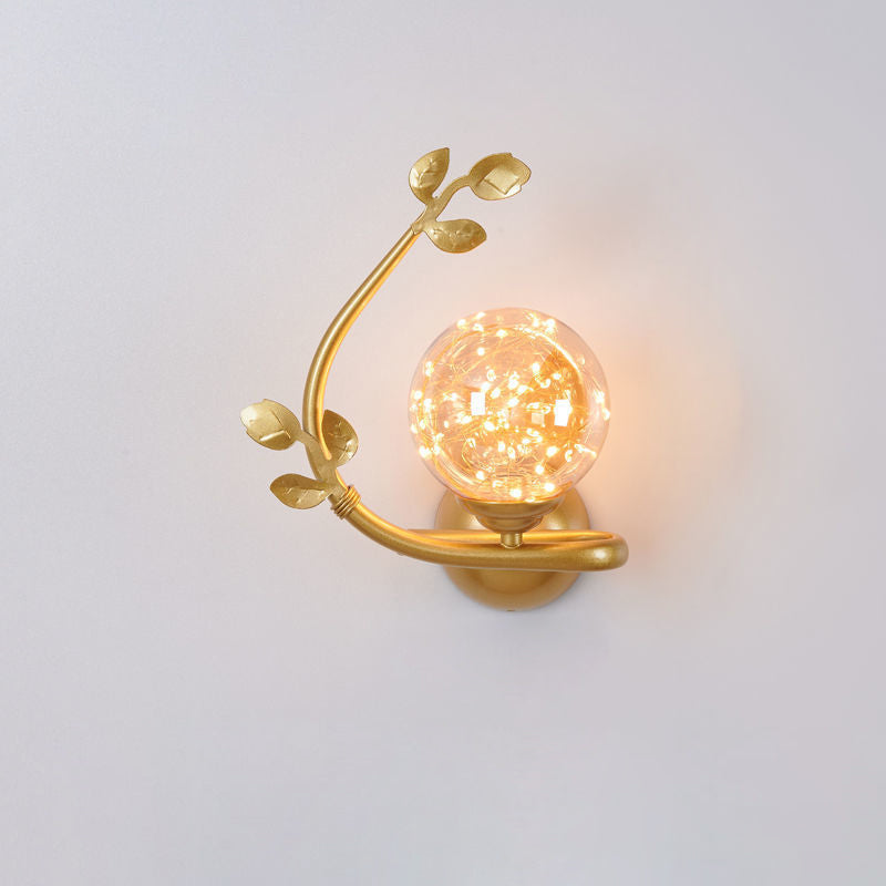 Contemporary Luxury Iron Frame Glass Cup Shade 1-Light Wall Sconce Lamp For Living Room