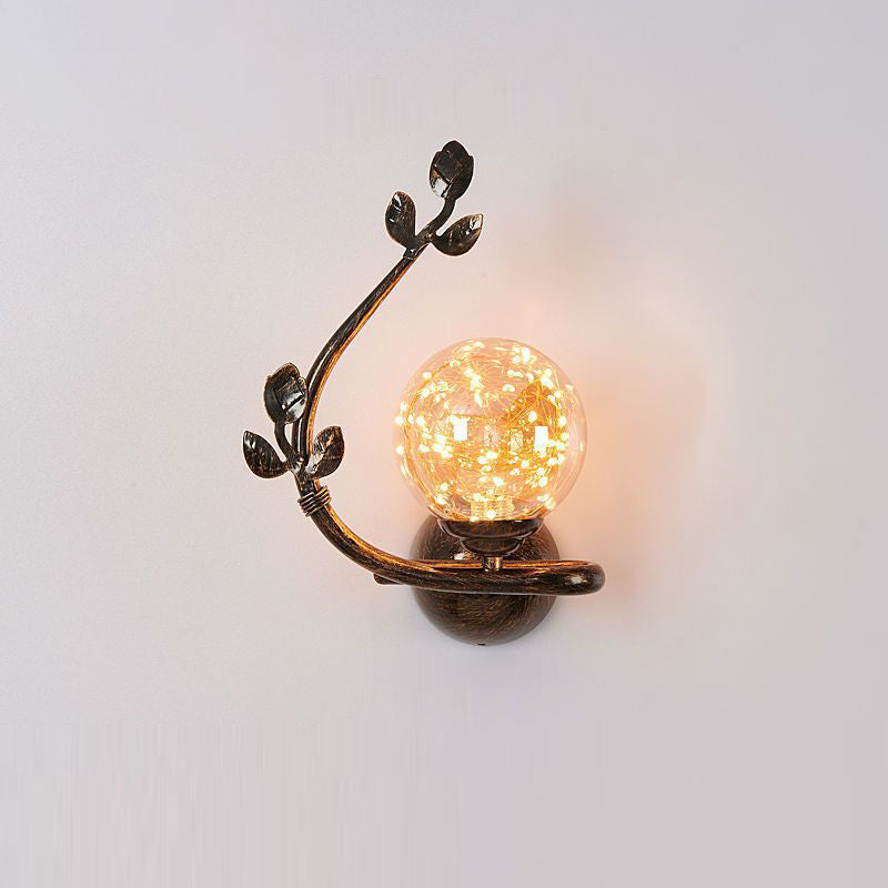Contemporary Luxury Iron Frame Glass Cup Shade 1-Light Wall Sconce Lamp For Living Room