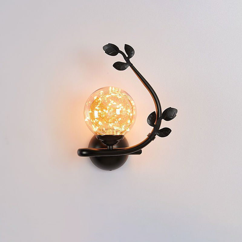 Contemporary Luxury Iron Frame Glass Cup Shade 1-Light Wall Sconce Lamp For Living Room