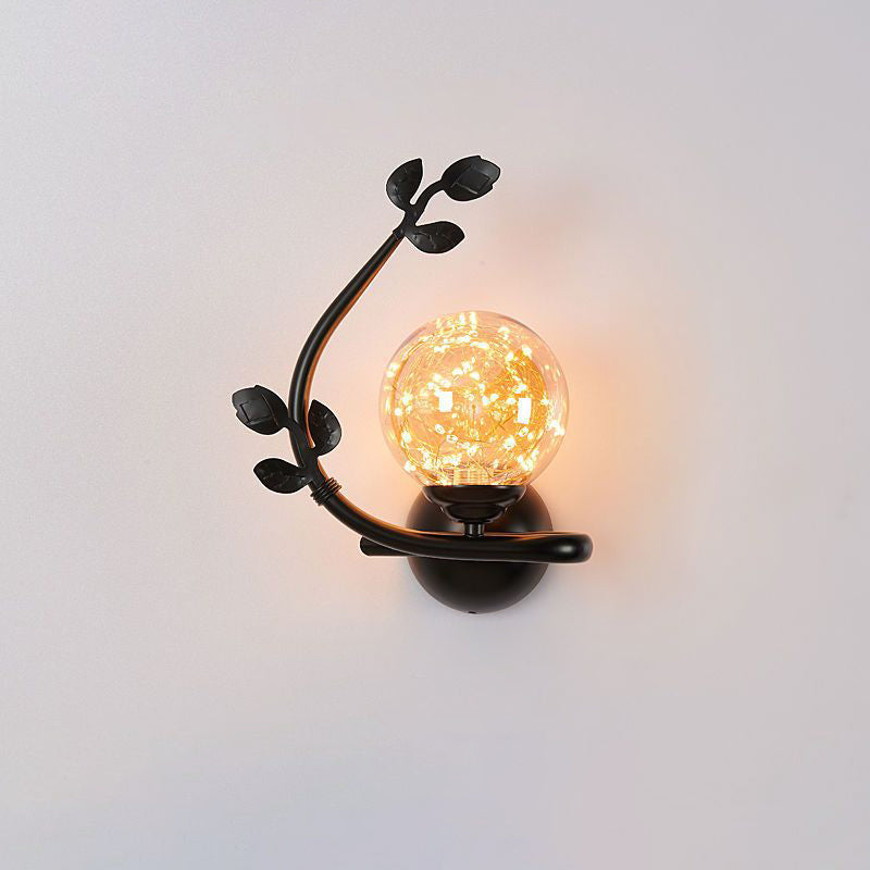 Contemporary Luxury Iron Frame Glass Cup Shade 1-Light Wall Sconce Lamp For Living Room